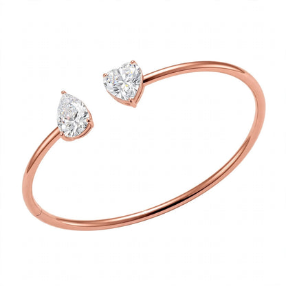 14K Rose Gold Toi et Moi Open Cuff Bracelet