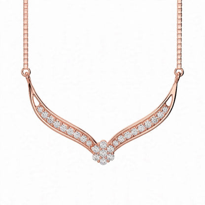 18K White Gold V-Shaped Chevron Diamond Necklace