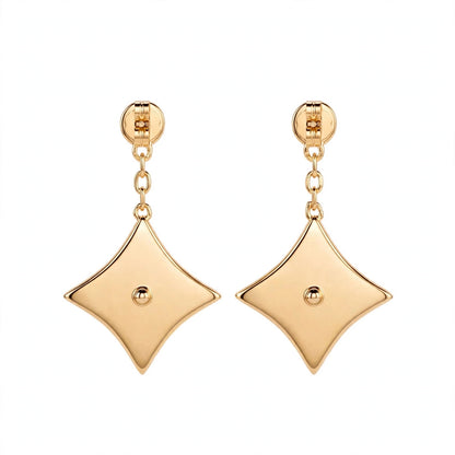 Handmade Pink Mother of Pearl Clover Drop Earrings in Gold Filled.