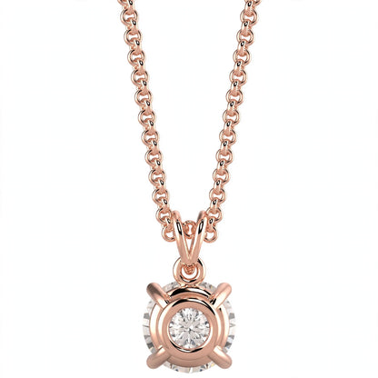 18K White Gold Round Cut Diamond Solitaire Pendant Necklace