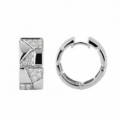 18K Yellow Gold Jigsaw Geometric Hoop Earrings