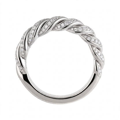 18K Yellow Gold Pavé Diamond Sculpted Twist Eternity Band Ring