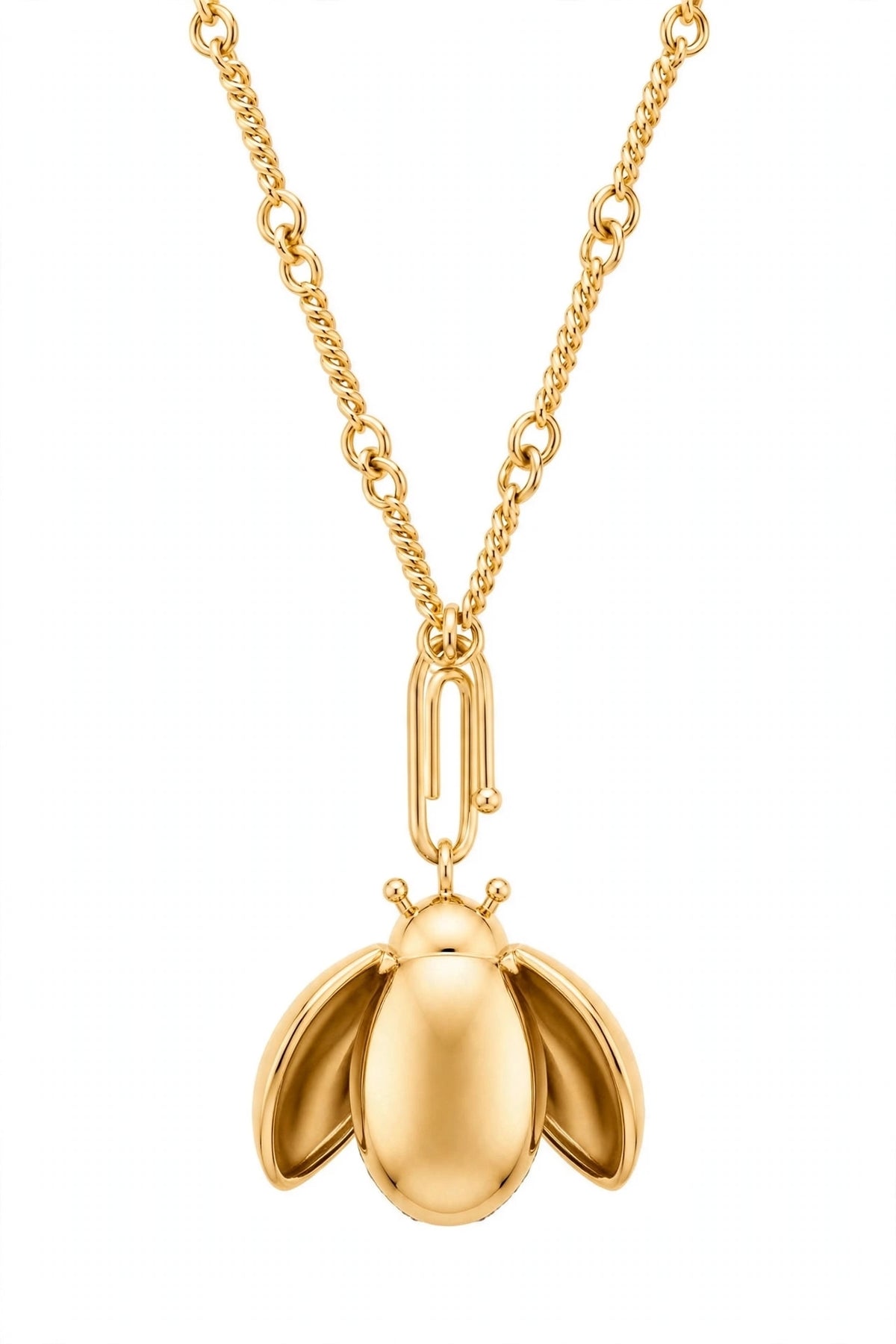 18K Yellow Gold Ladybug Pendant Necklace.