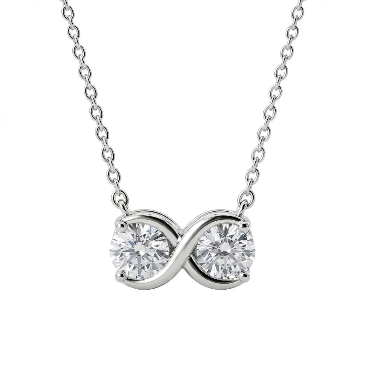 14K Yellow Gold Double Diamond Infinity Pendant Necklace