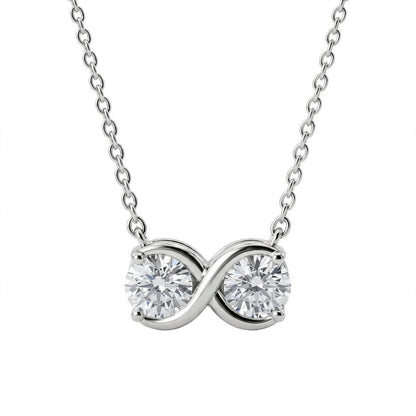 14K Yellow Gold Double Diamond Infinity Pendant Necklace