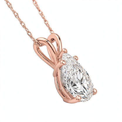 14K White Gold Pear-Shaped Diamond Solitaire Pendant Necklace