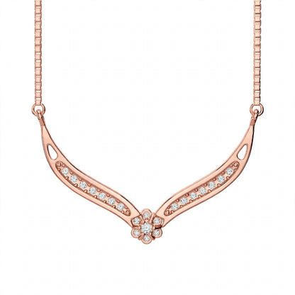 18K White Gold V-Shaped Chevron Diamond Necklace