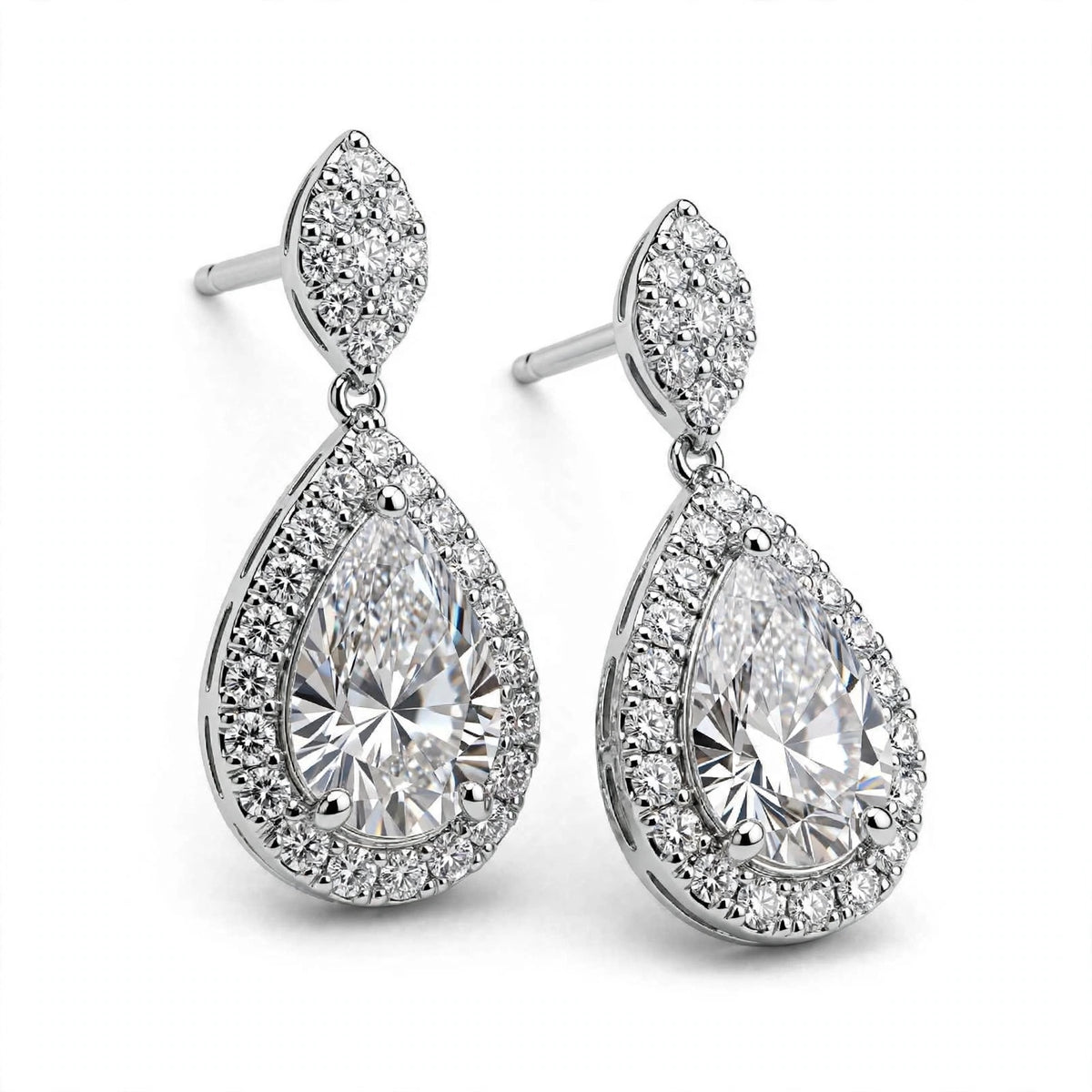 14K Rose Gold Pear Shaped Drop Earrings