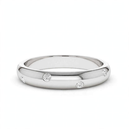 14K White Gold Scattered Flush-Set Diamond Wedding Band