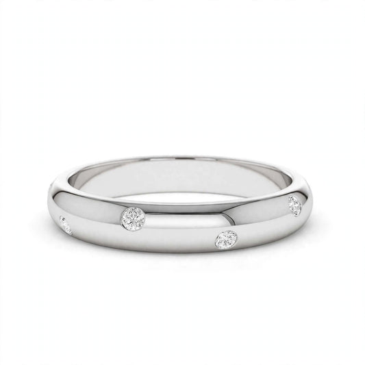14K White Gold Scattered Flush-Set Diamond Wedding Band