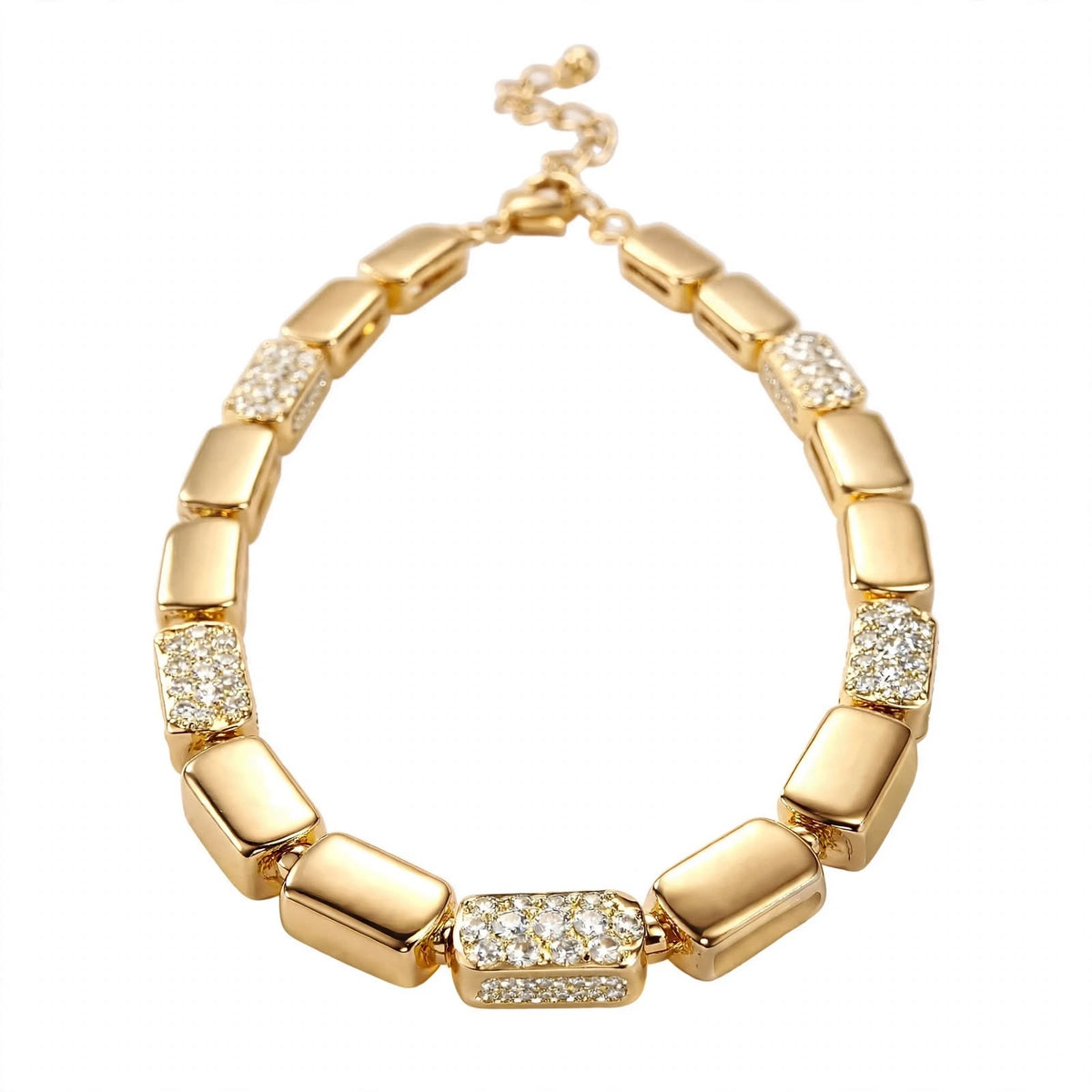 18K Gold Plated Radiant Rectangle Block Link Bracelet