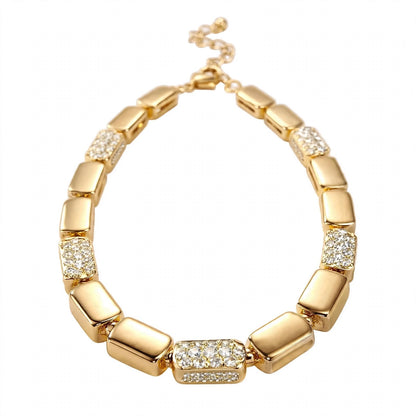 18K Gold Plated Radiant Rectangle Block Link Bracelet
