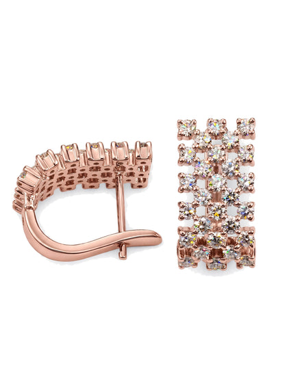 Multi-Row Pavé Diamond Huggie Hoop Earrings.