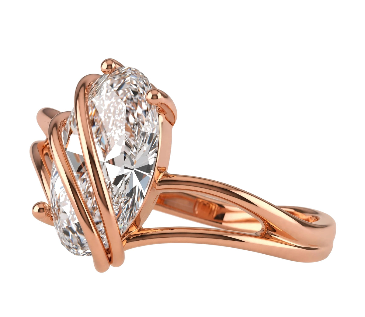 14K Yellow Gold Contemporary Split Shank Ring.