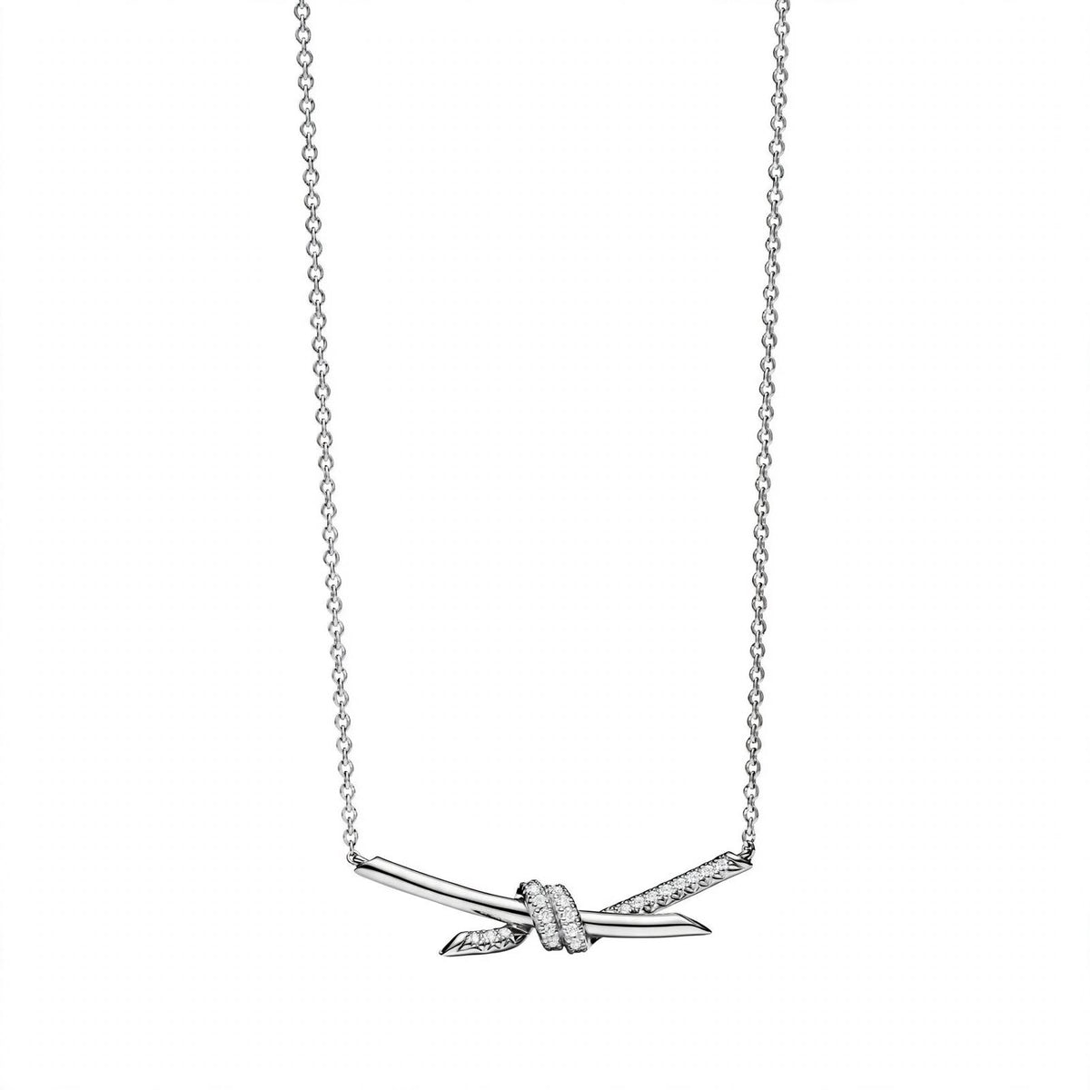 18K Yellow Gold Interlocking Knot Pendant Necklace