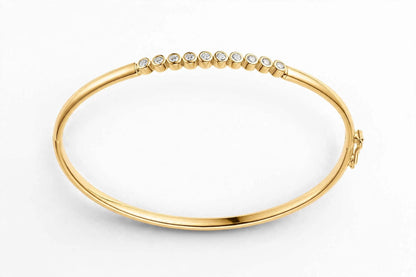 14K Rose Gold Floating Bezel-Set Diamond Bangle Bracelet