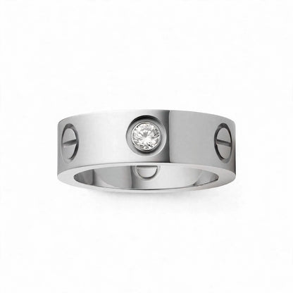 14K Yellow Gold Screw Motif Diamond Band Ring