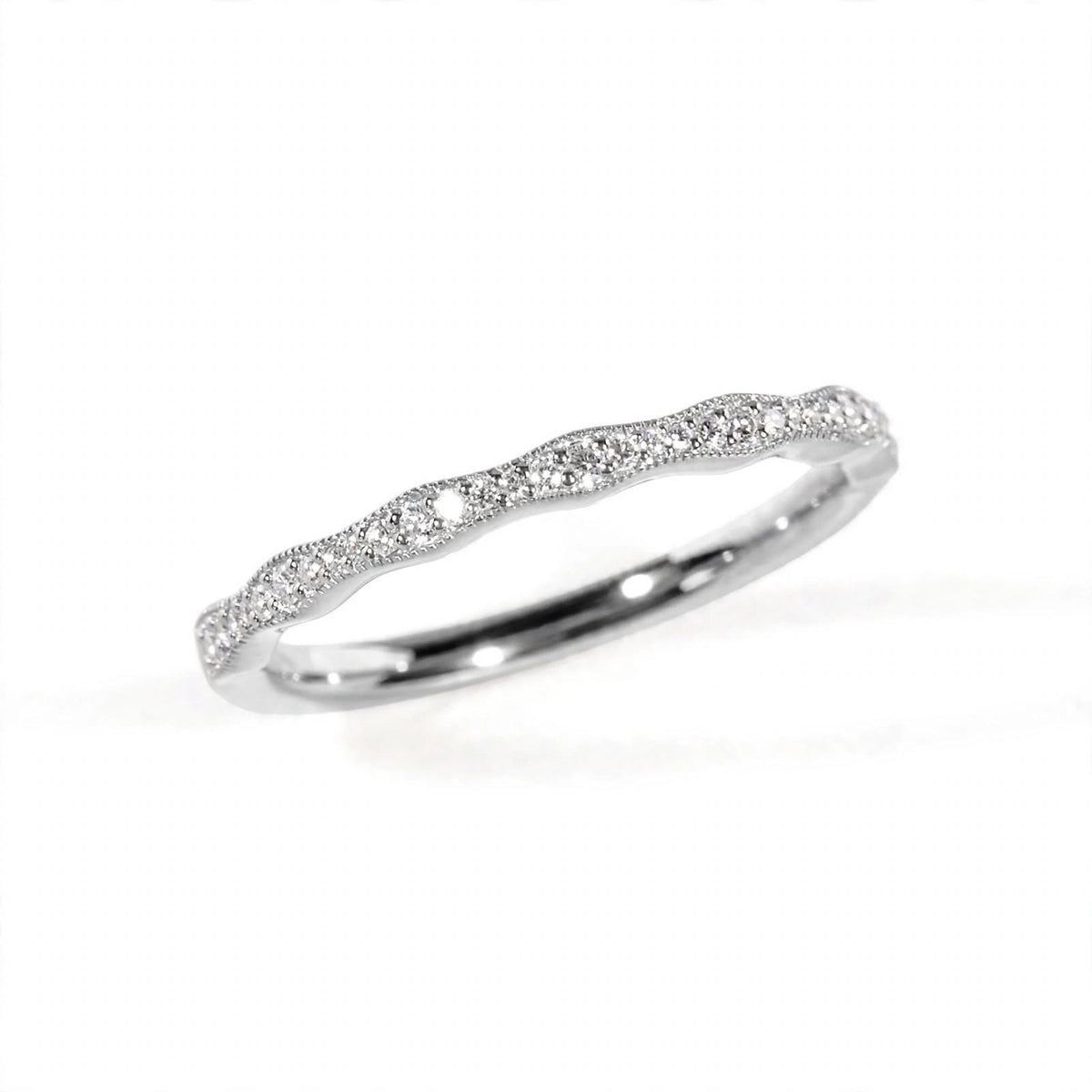 18K Rose Gold Pavé Wave Anniversary Band