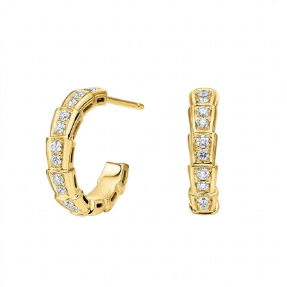 14K Yellow Gold Serpenti Diamond Hoop Earrings