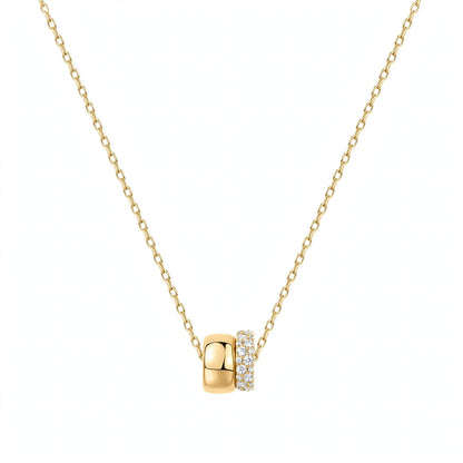 14K Rose Gold Double Band Barrel Pendant Necklace
