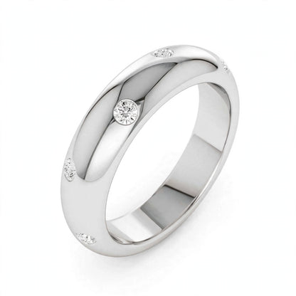 14K White Gold Scattered Flush-Set Diamond Wedding Band