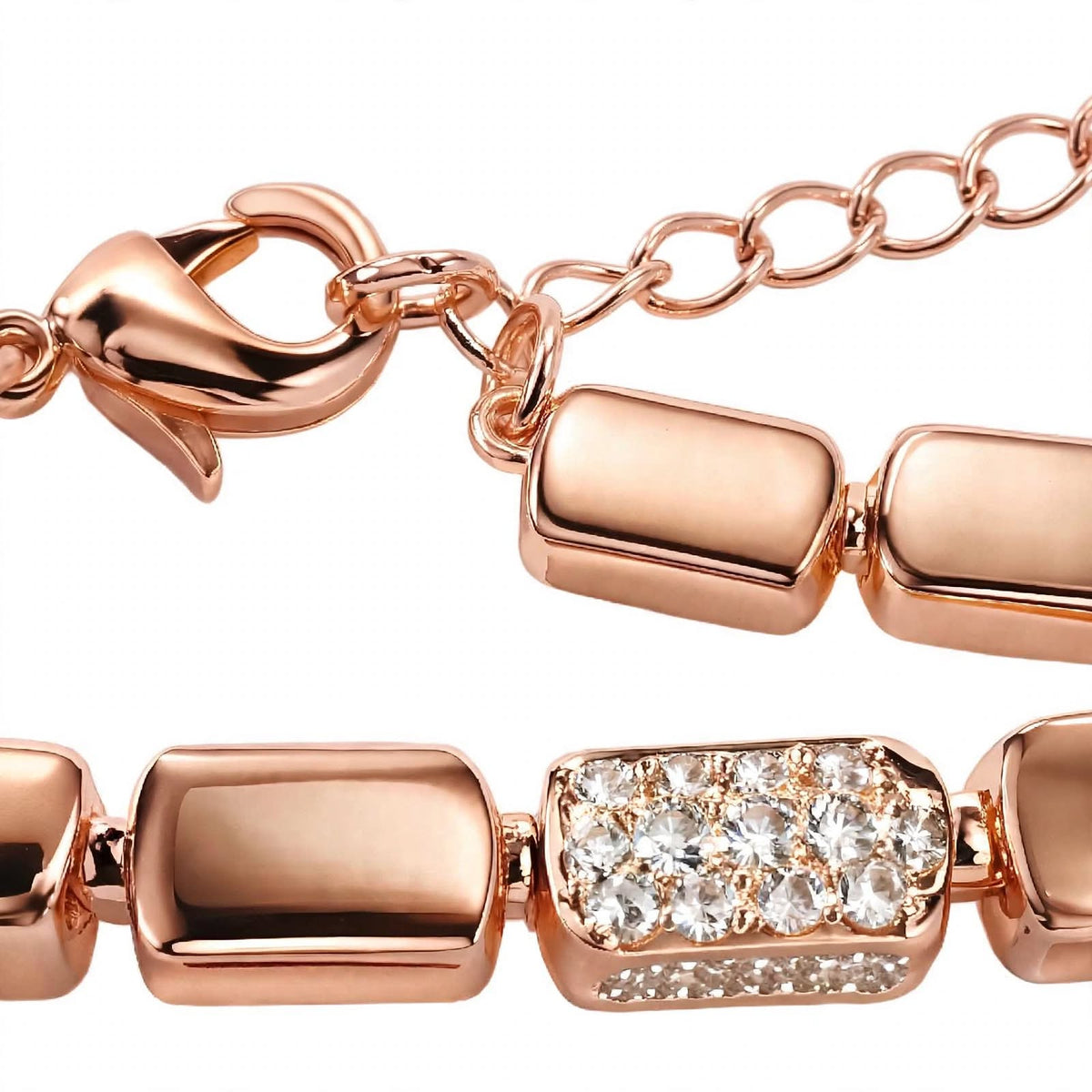 18K Gold Plated Radiant Rectangle Block Link Bracelet