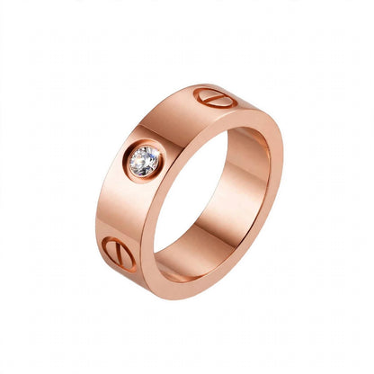 14K Yellow Gold Screw Motif Diamond Band Ring