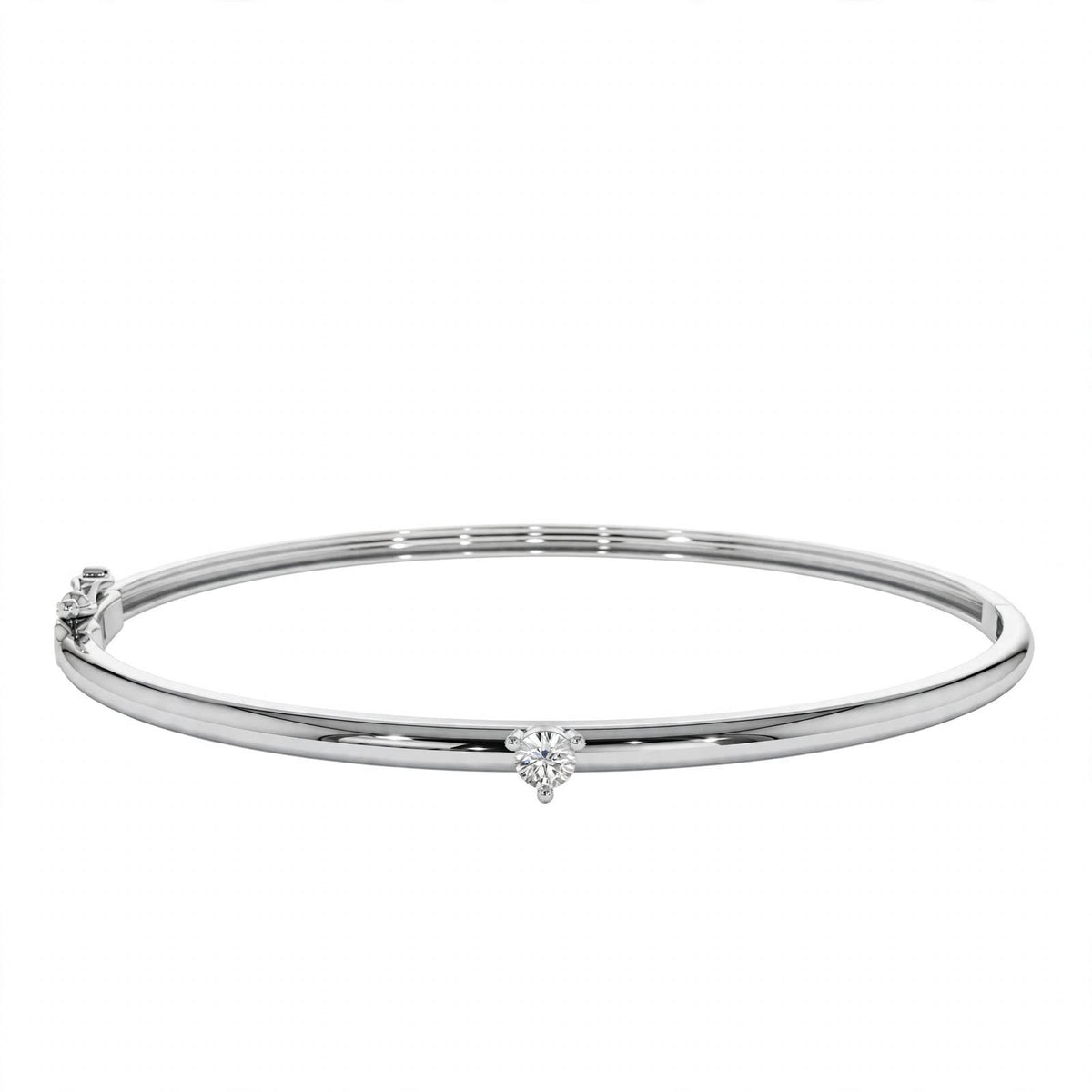 14K Yellow Gold Solitaire Diamond Bangle Bracelet