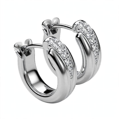 18K Yellow Gold Diamond Pavé Huggie Hoop Earrings