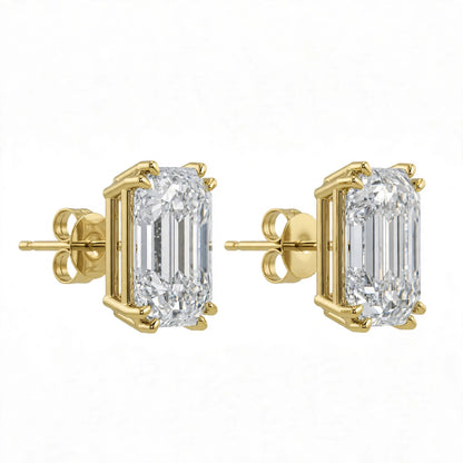 14K White Gold Emerald-Cut Solitaire Stud Earrings