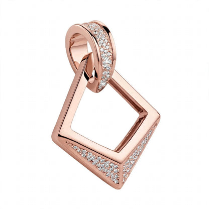 18K Rose Gold Modern Geometric Open Rhombus Diamond Pendant