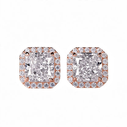 18K Yellow Gold Cushion-Cut Diamond Halo Stud Earrings