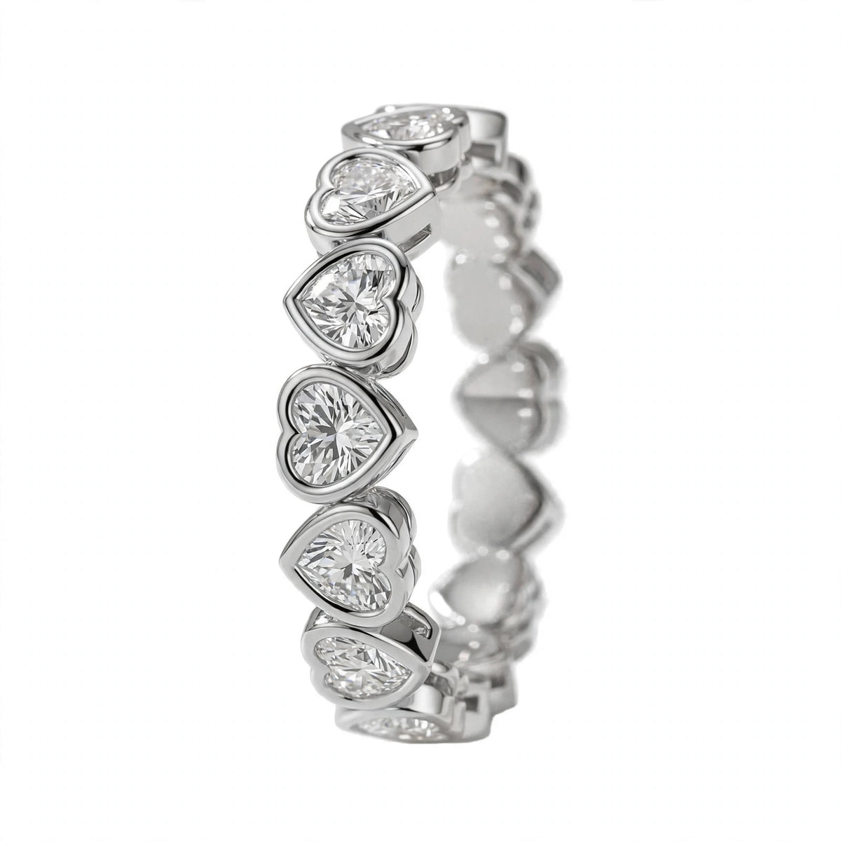 Bezel-Set Heart Cut Diamond Eternity Band