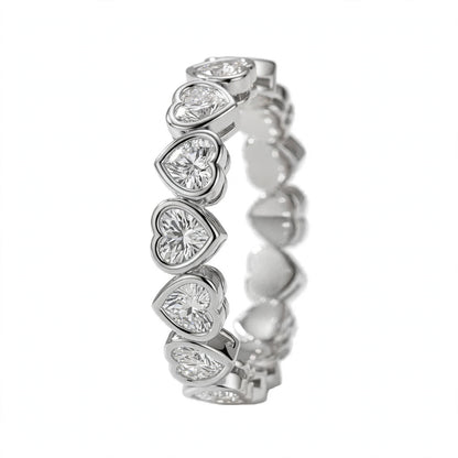 Bezel-Set Heart Cut Diamond Eternity Band