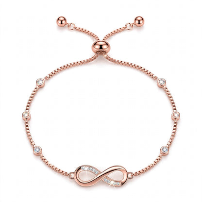 18K Rose Gold Plated Infinity Bolo Bracelet With Lab-Grown Diamonds