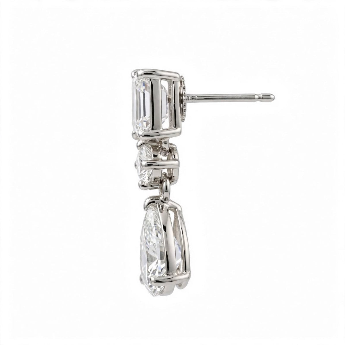 14K White Gold Multi-Shape Diamond Drop Earrings