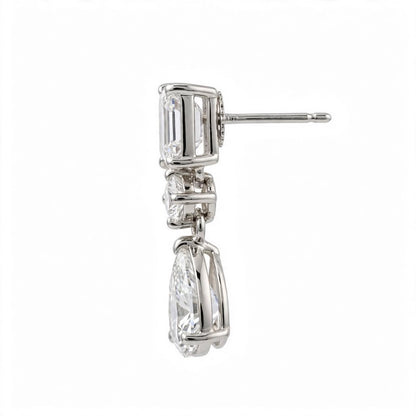 14K White Gold Multi-Shape Diamond Drop Earrings