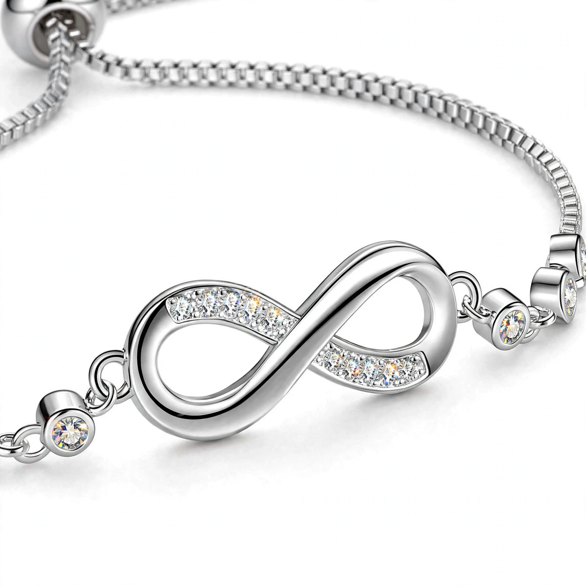 18K Rose Gold Plated Infinity Bolo Bracelet With Lab-Grown Diamonds