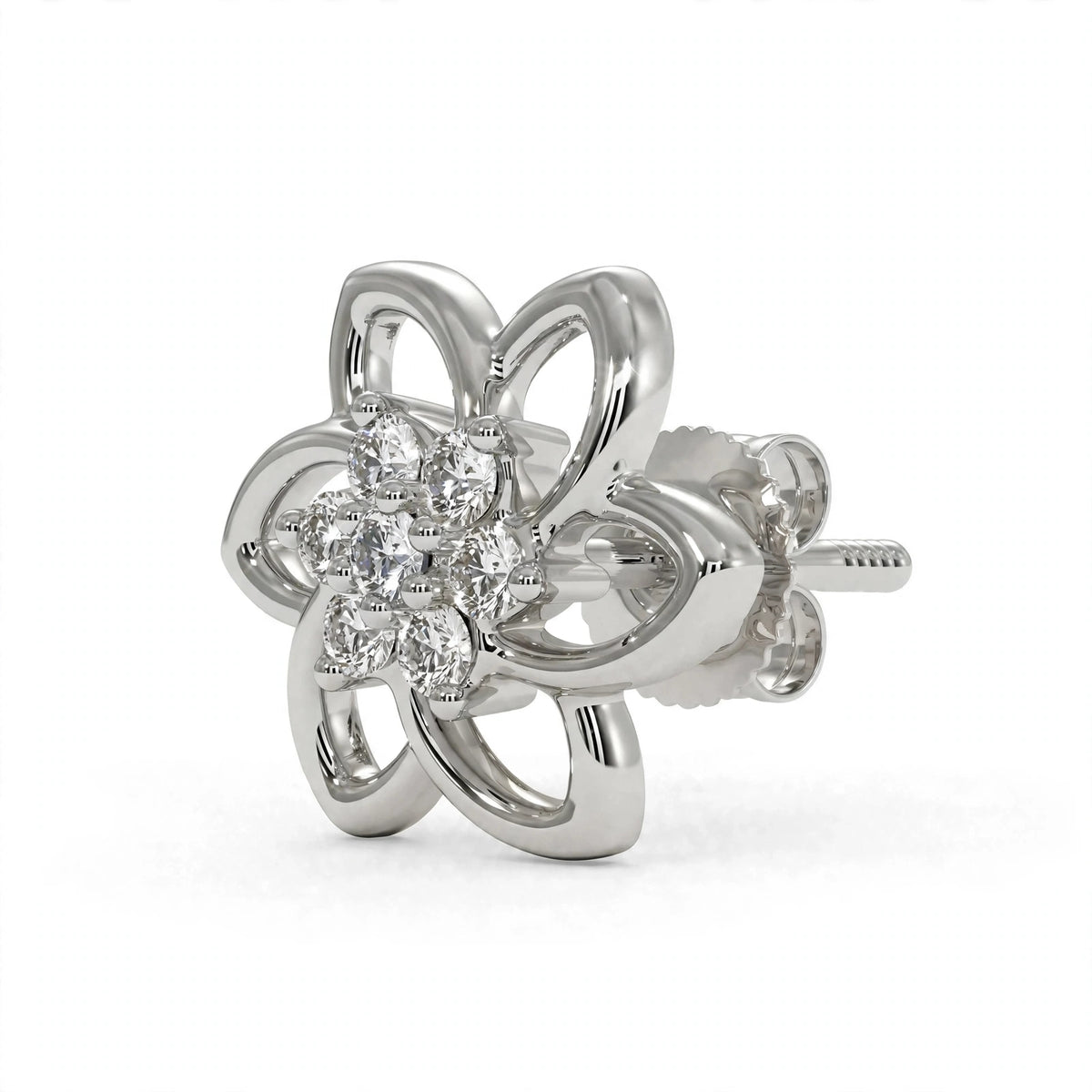Yellow Gold Floral Cluster Diamond Stud Earrings