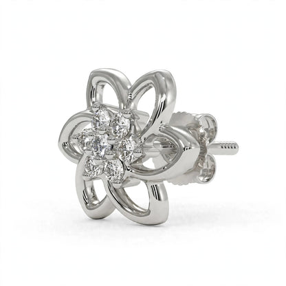Yellow Gold Floral Cluster Diamond Stud Earrings
