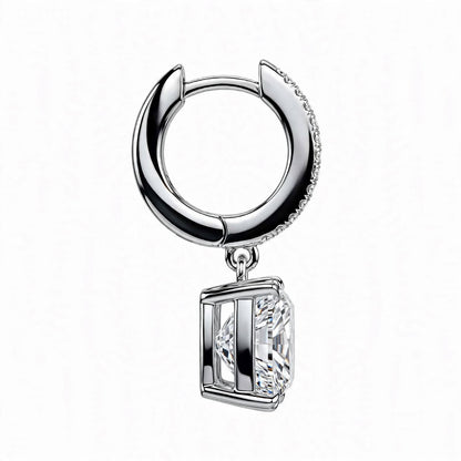 14K Yellow Gold Princess Cut Diamond Huggie Drop Earrings