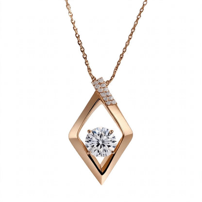 14K Yellow Gold Geometric Rhombus Solitaire Pendant