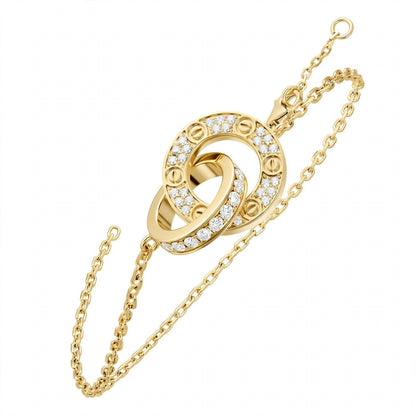 18K Yellow Gold Interlocking Circle Chain Bracelet