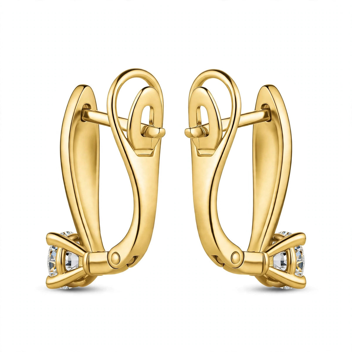 Rose Gold Solitaire Diamond Drop Hoop Earrings
