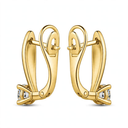 Rose Gold Solitaire Diamond Drop Hoop Earrings