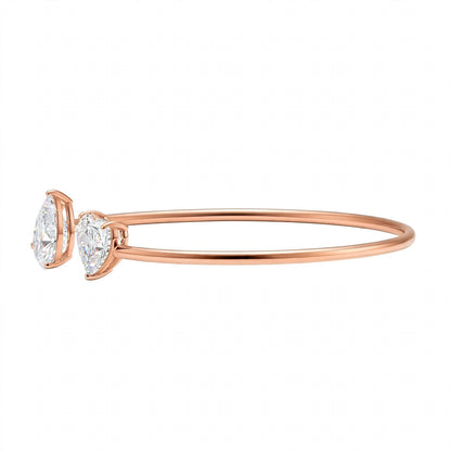 14K Rose Gold Toi et Moi Open Cuff Bracelet
