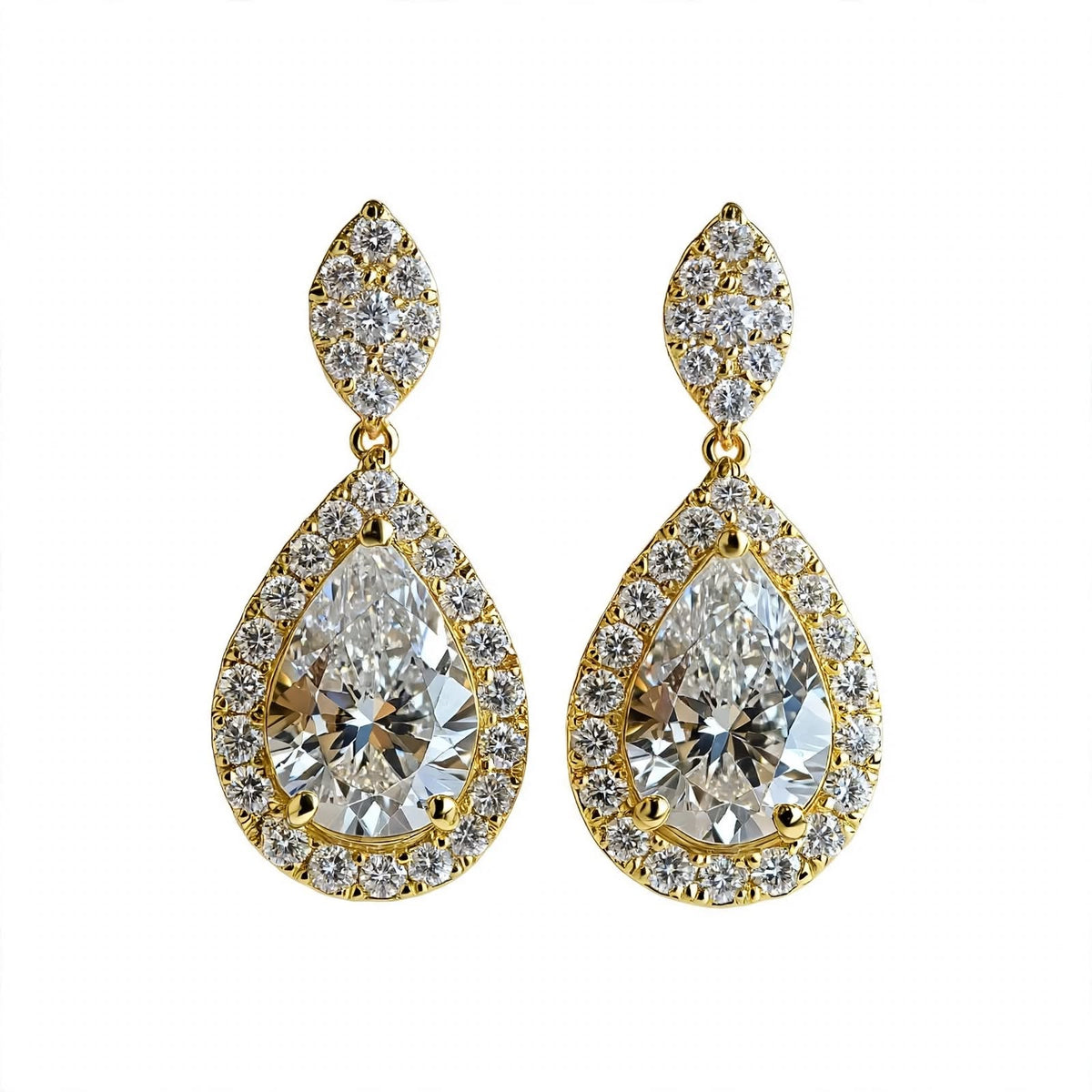 14K Rose Gold Pear Shaped Drop Earrings