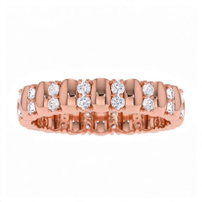 14k Rose Gold Unique Double Row Diamond Eternity Band