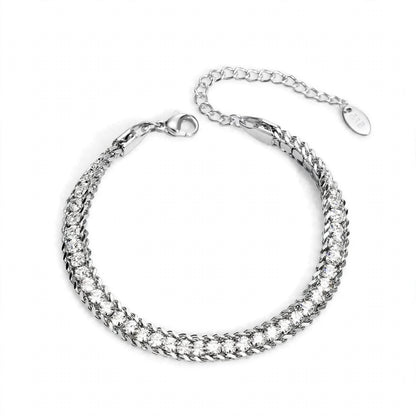 18K Yellow Gold Double Row Tennis Bracelet