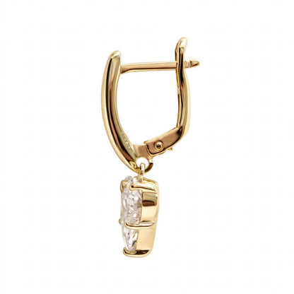 14K Gold Heart Cut Solitaire Drop Earrings